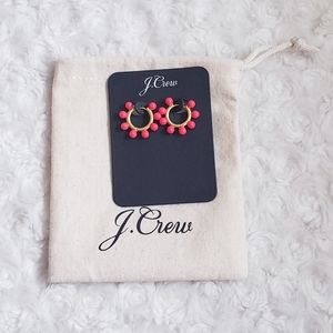 NWT J.Crew Pearl Charm Huggie Hoops Spicy Orange